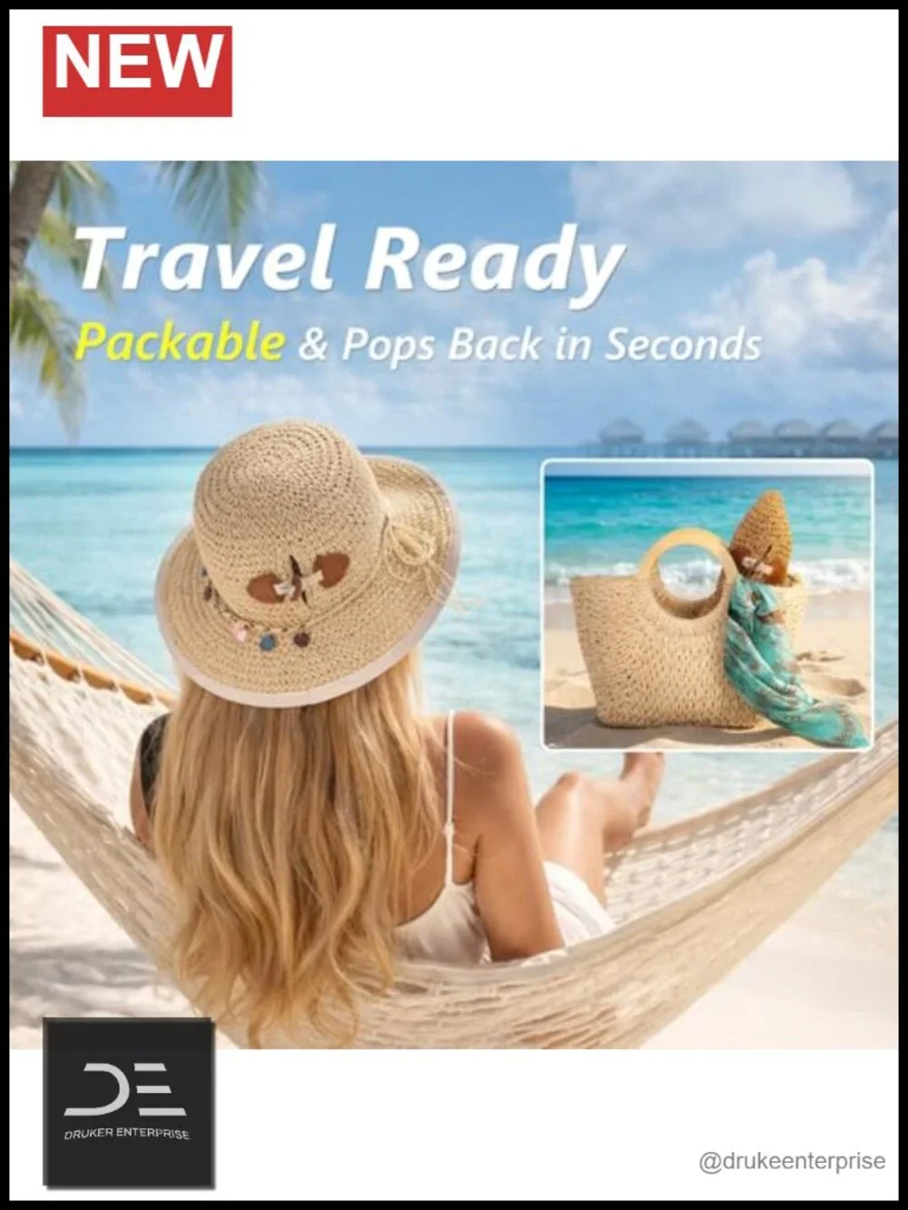 Hand Crochet Straw Sun Hat with Cooling Sweatband UPF 50+